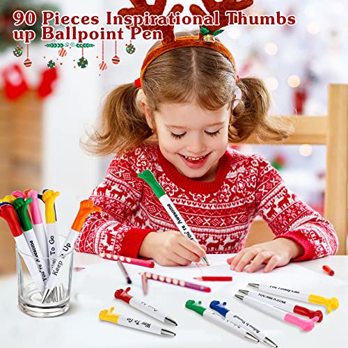 Woanger 90 Pieces Thumbs up Pens Thank You Inspirational Quotes Graduation Gifts Bulk Employee Appreciation Motivational Ballpoint Pen for Student Teacher Nurse Coworker Present - Image 5