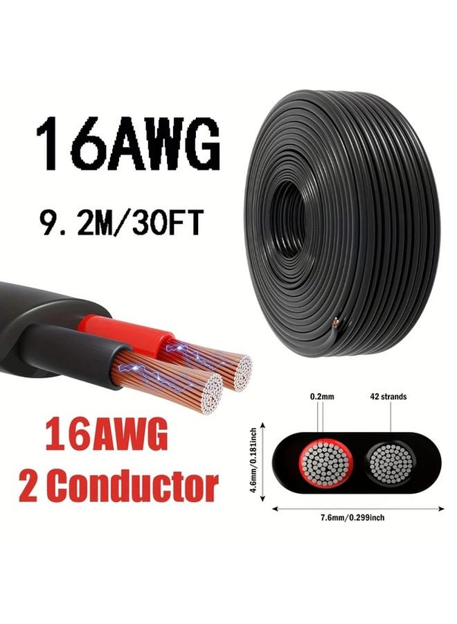 16AWG 30 قدم سلك ألومنيوم مغطى بالنحاس مرن من PVC ثنائي النواة لمكبرات صوت السيارات وإضاءة LED - Image 1