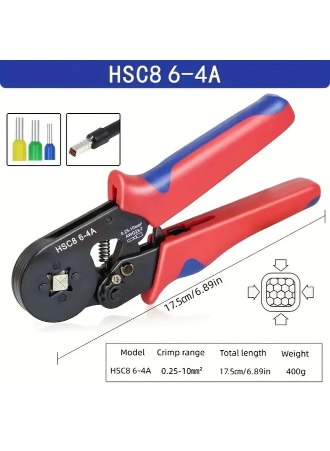 Crimping Pliers 6 6A Red And Blue For Electrical Work Automatic Ratchet Adjustment Compatible With 1200 Types Of Wire Connectors - Image 3