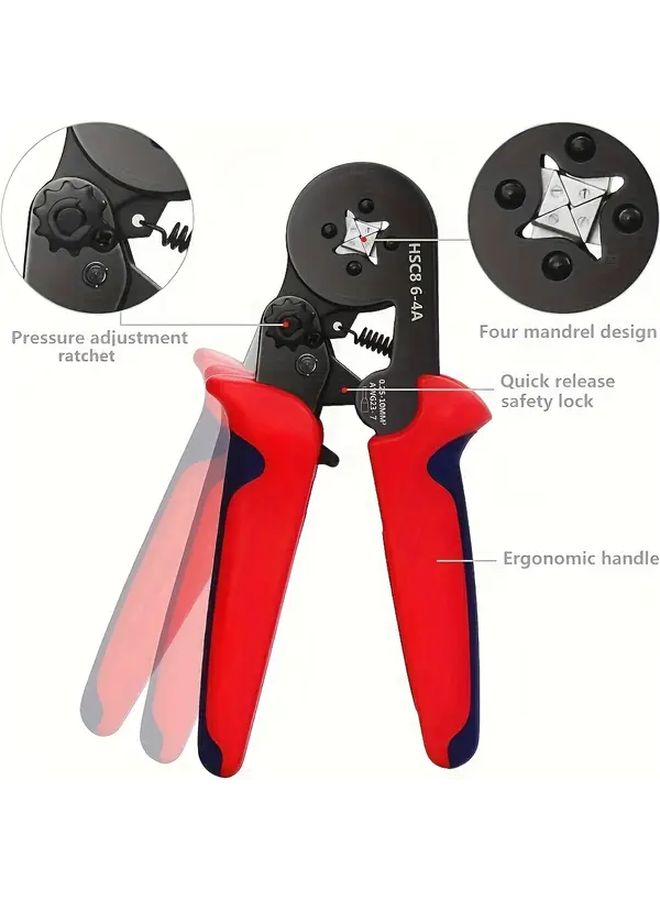 Crimping Pliers 6 6A Red And Blue For Electrical Work Automatic Ratchet Adjustment Compatible With 1200 Types Of Wire Connectors - Image 4