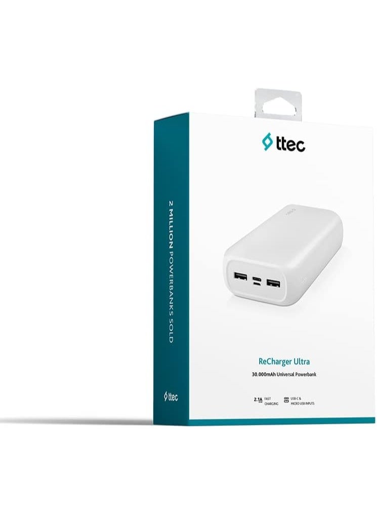 ttec ReCharger Ultra 30.000 mAh Powerbank-White - Image 4