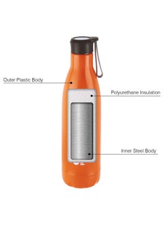 Cello Puro Steel-X Rover Insulated Water Bottle with Inner Steel and Outer Plastic, 600ml, Orange  - Image 2