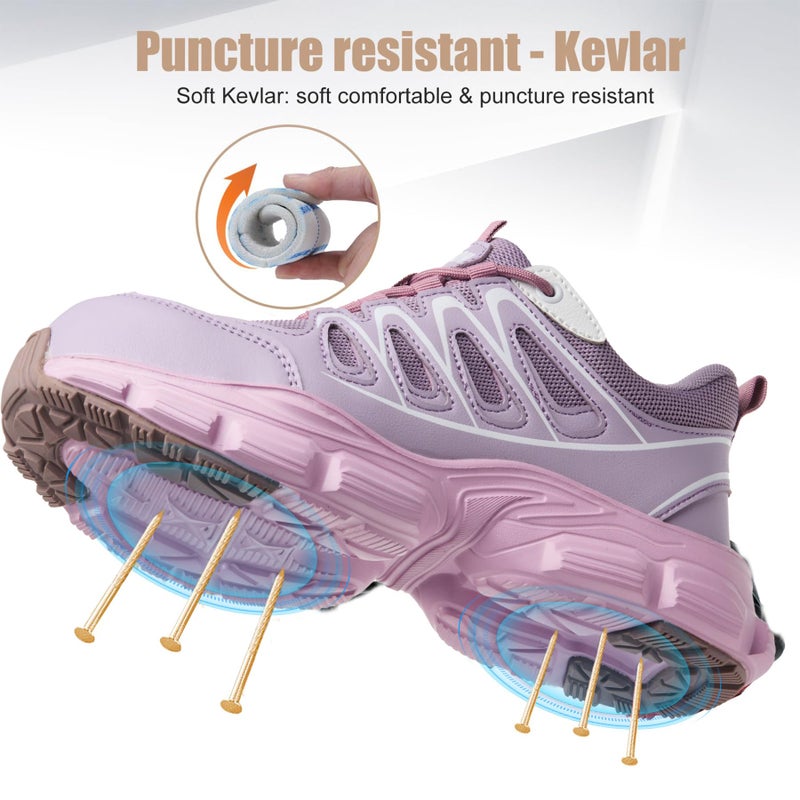 Hogent Steel Toe Shoes for Women Men Wide Non Slip Composite Work Sneakers Indestructible Comfortable Safety Tennis Shoes Lightweight Breathable Construction Sneakers Puncture Proof Ergonomic Design - Image 4