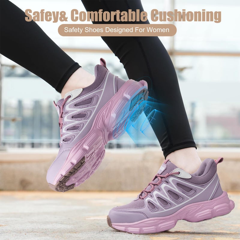 Hogent Steel Toe Shoes for Women Men Wide Non Slip Composite Work Sneakers Indestructible Comfortable Safety Tennis Shoes Lightweight Breathable Construction Sneakers Puncture Proof Ergonomic Design - Image 5