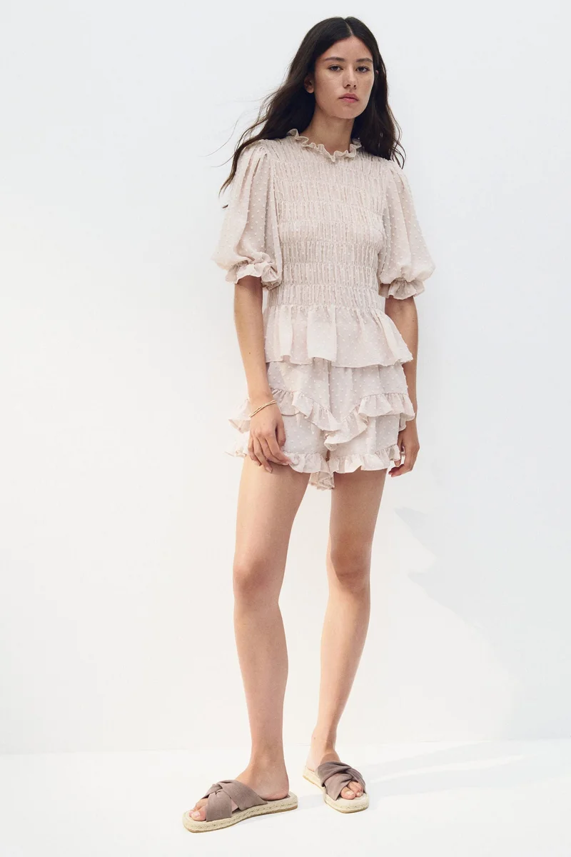 H&M Frill-trimmed plumeti skort