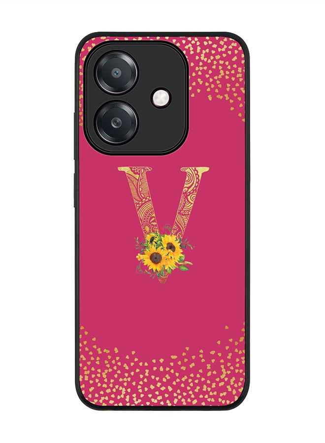 Stylizedd For Oppo A5i Case,Slim fit Camera Protection, Shockproof Thin Phone cover  - Custom Floral Monogram - V ( Deep Pink )