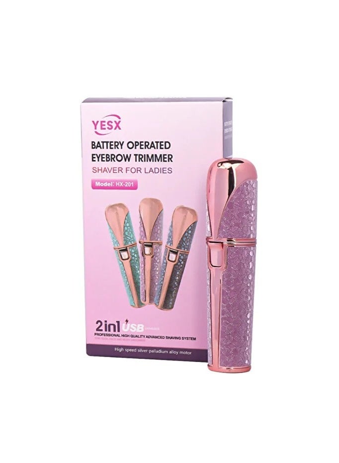 YESX 2-in-1 Rechargeable Facial Hair Remover and Eyebrow Shaver for Women, Model HX-201 - Image 1