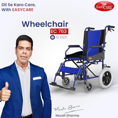 EASYCARE® Imported MS 11kg Ultra Lightweight Transporter Wheelchair with Hand Brake, Attendant Break & Quick Lock, Seat Belt, Foldable Backrest, Flip-Up Leg Rest, 105kg Capacity (12 Inches) - Image 2