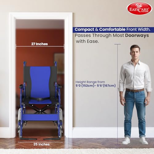 EASYCARE® Imported MS 11kg Ultra Lightweight Transporter Wheelchair with Hand Brake, Attendant Break & Quick Lock, Seat Belt, Foldable Backrest, Flip-Up Leg Rest, 105kg Capacity (12 Inches) - Image 4