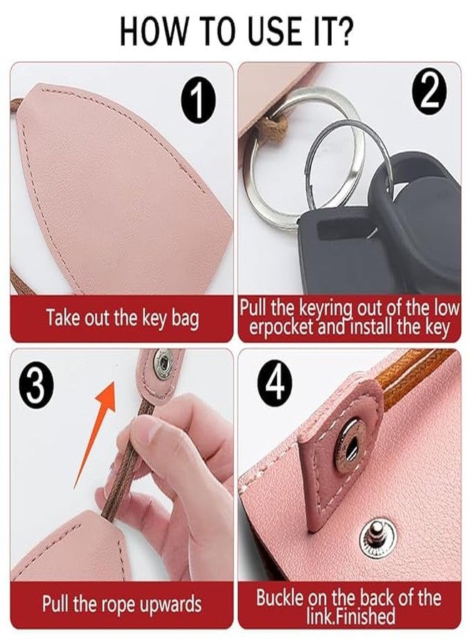 HIKI ZIKI 1 Pc's PU Leather Creative Pull Out Cute Large Capacity Car Key Case, Case Key Holder, Cartoon Pull Type Key Bag super large capacity Portable Car Key Protective Bag_ Multicolour - Image 4