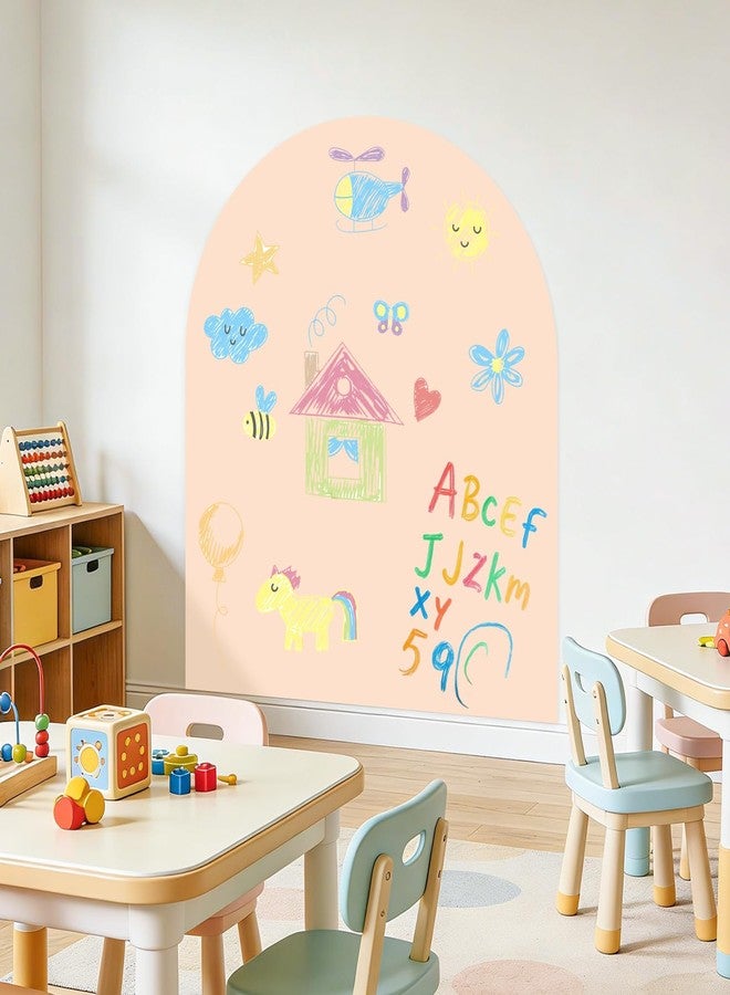 TPCSCH 40" x 32" Magnetic Arch Wall Decal Milk Tea Magnetic Play Wall with Starter Kit Peel and Stick Chalk Board Wallpaper Magnet Wall Sticker for School Home Decor Playroom Large Chalkboard for Wall - Image 2