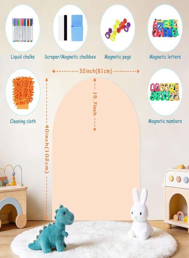TPCSCH 40" x 32" Magnetic Arch Wall Decal Milk Tea Magnetic Play Wall with Starter Kit Peel and Stick Chalk Board Wallpaper Magnet Wall Sticker for School Home Decor Playroom Large Chalkboard for Wall - Image 3