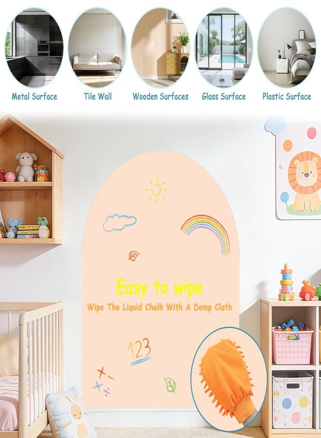 TPCSCH 40" x 32" Magnetic Arch Wall Decal Milk Tea Magnetic Play Wall with Starter Kit Peel and Stick Chalk Board Wallpaper Magnet Wall Sticker for School Home Decor Playroom Large Chalkboard for Wall - Image 5