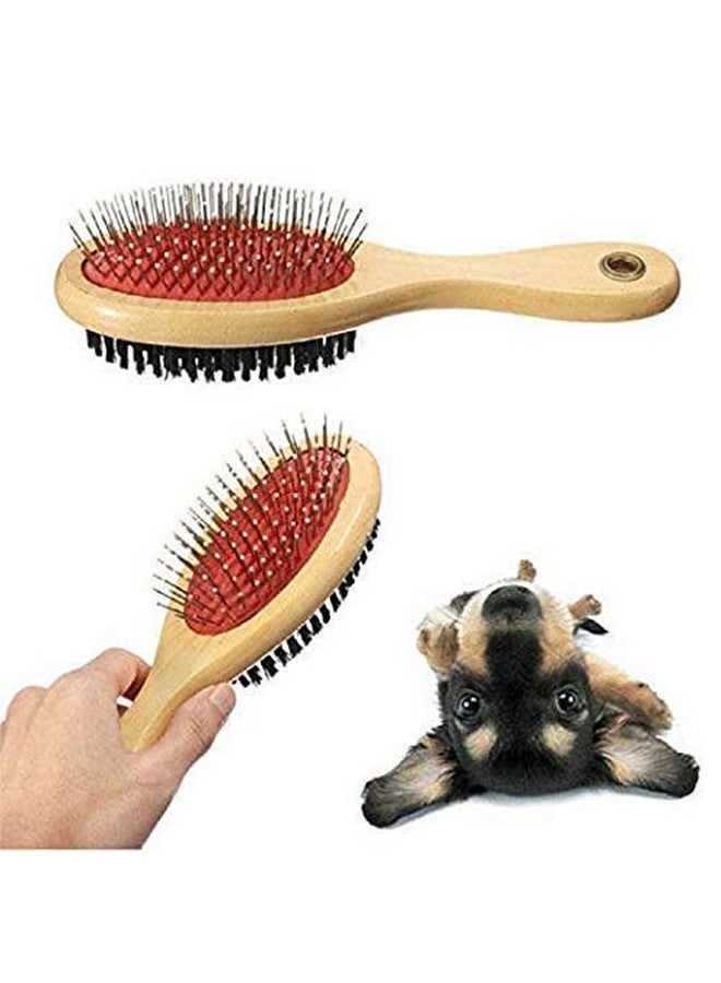 Combo 2 In 1 Wooden Dog Brush Double Sided | Pets Grooming Wooden Brush For Massaging Bathing And Hair Removal For Dogs & Cats Sort And Long Hair - Image 5