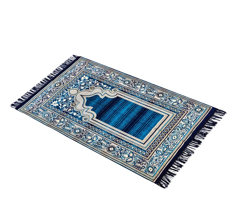 PRISCILLA Cotton Musallah Janamaz 4 X 2 Feet - Islamic Prayer Rectangular Mat for Muslims - Soft Meditation/Asan/Multipurpose Rug Travel Namaz for Men & Women, 27 X 44 Inches, (Design 2) - Image 5
