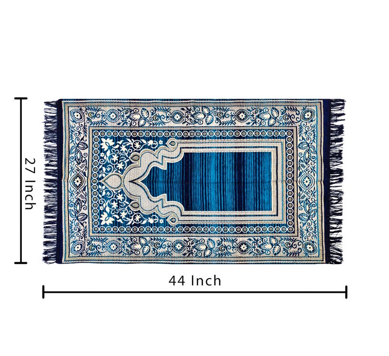 PRISCILLA Cotton Musallah Janamaz 4 X 2 Feet - Islamic Prayer Rectangular Mat for Muslims - Soft Meditation/Asan/Multipurpose Rug Travel Namaz for Men & Women, 27 X 44 Inches, (Design 2) - Image 2