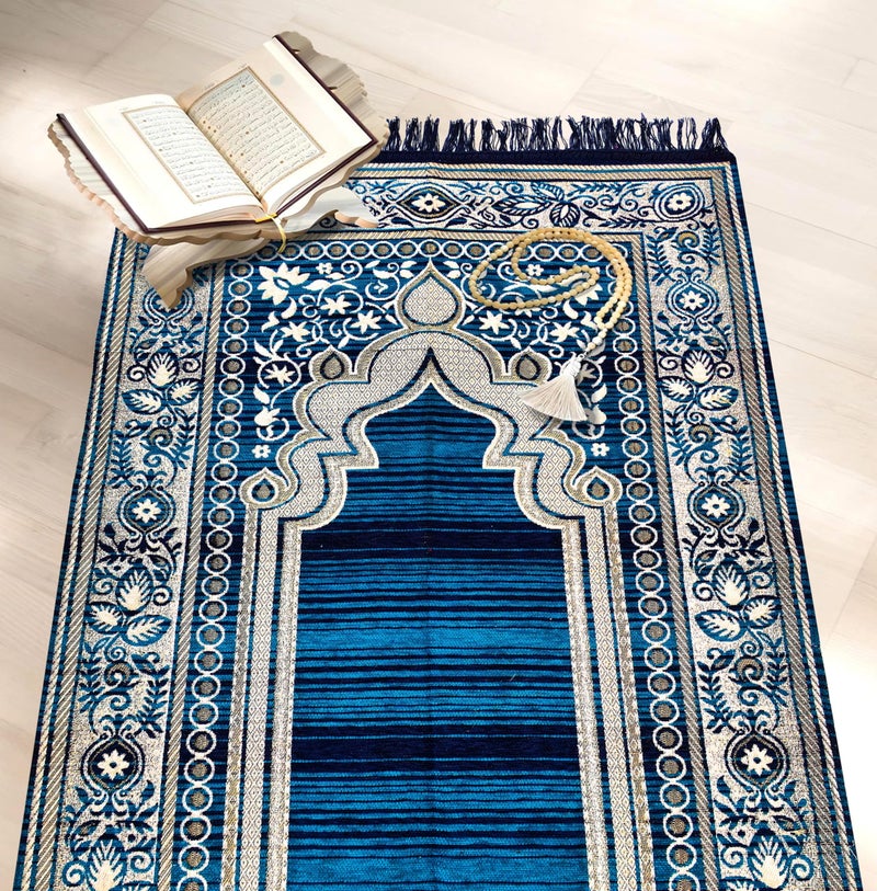 PRISCILLA Cotton Musallah Janamaz 4 X 2 Feet - Islamic Prayer Rectangular Mat for Muslims - Soft Meditation/Asan/Multipurpose Rug Travel Namaz for Men & Women, 27 X 44 Inches, (Design 2) - Image 3