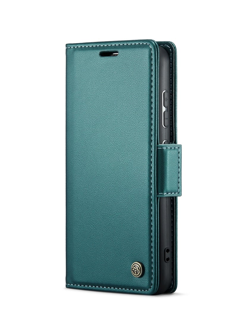 CaseMe Flip Wallet Case For Samsung Galaxy S24 , [RFID Blocking] PU Leather Wallet Flip Folio Case with Card Holder Kickstand Shockproof Phone Cover (Green) - Image 5