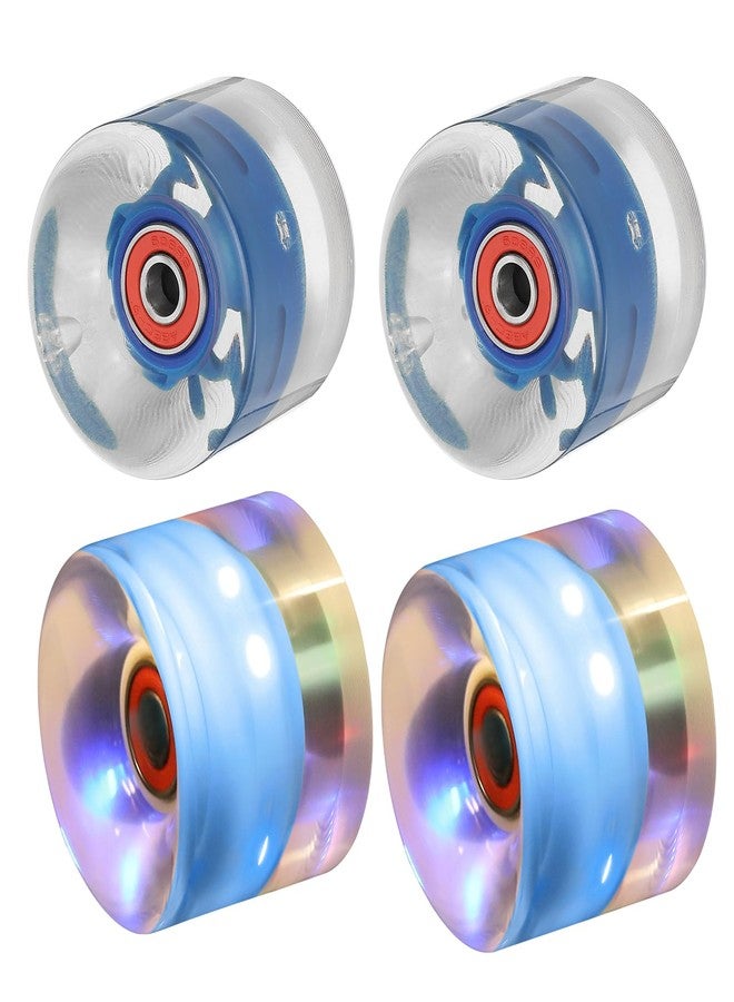 PATIKIL Light Up Skateboard Wheels 60x45mm, 4 Pack 78A PU Roller Skate Wheels with Bearings for Outdoor Cruiser Street Double Row Skating Replacement, Dark Blue - Image 1