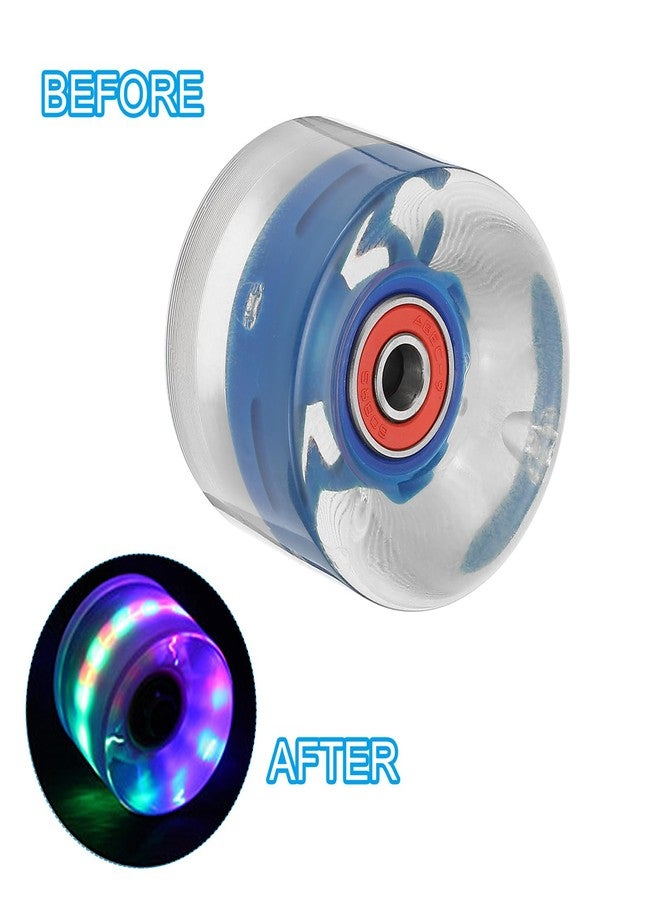 PATIKIL Light Up Skateboard Wheels 60x45mm, 4 Pack 78A PU Roller Skate Wheels with Bearings for Outdoor Cruiser Street Double Row Skating Replacement, Dark Blue - Image 5