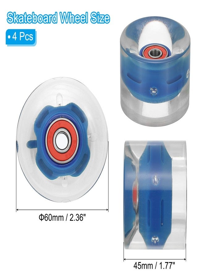 PATIKIL Light Up Skateboard Wheels 60x45mm, 4 Pack 78A PU Roller Skate Wheels with Bearings for Outdoor Cruiser Street Double Row Skating Replacement, Dark Blue - Image 2