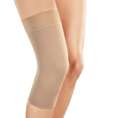 medi Seamless Knit Knee Support Compression Sleeve wBand Beige MD
