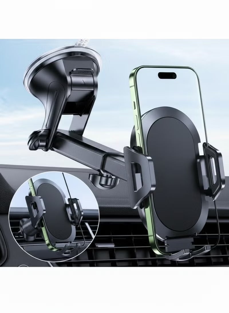 IAF Car Phone Holder with Long Adjustable Arm – Strong Suction Cup Dashboard & Windshield Mount, 360° Rotating Universal Mobile Holder Stand for iPhone, Samsung & All Smartphones - Image 1