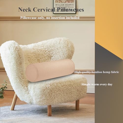 Tinbolunce Neck Roll Pillowcases with Zipper - Full Moon Bolster/Round Cylinder Pillow Case Cover for Bedroom, Living Room, Sofa - Solid Color Cervical Throw Pillow Covers - Image 4