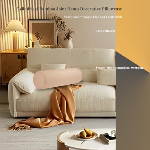 Tinbolunce Neck Roll Pillowcases with Zipper - Full Moon Bolster/Round Cylinder Pillow Case Cover for Bedroom, Living Room, Sofa - Solid Color Cervical Throw Pillow Covers - Image 2