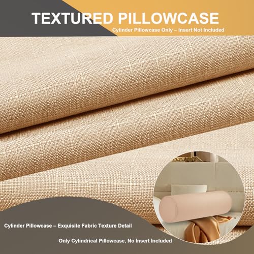 Tinbolunce Neck Roll Pillowcases with Zipper - Full Moon Bolster/Round Cylinder Pillow Case Cover for Bedroom, Living Room, Sofa - Solid Color Cervical Throw Pillow Covers - Image 5