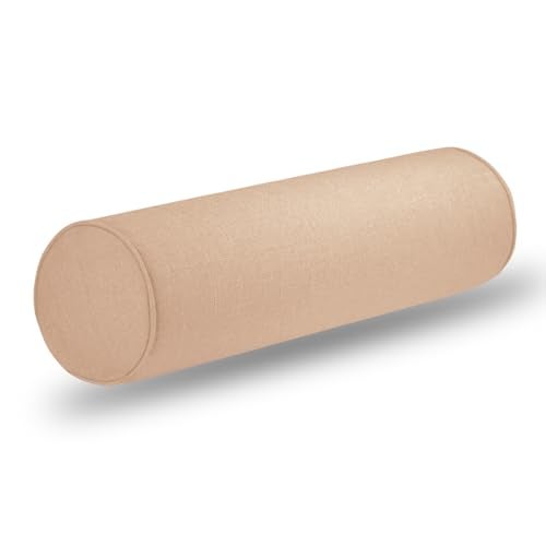 Tinbolunce Neck Roll Pillowcases with Zipper - Full Moon Bolster/Round Cylinder Pillow Case Cover for Bedroom, Living Room, Sofa - Solid Color Cervical Throw Pillow Covers - Image 1