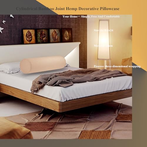 Tinbolunce Neck Roll Pillowcases with Zipper - Full Moon Bolster/Round Cylinder Pillow Case Cover for Bedroom, Living Room, Sofa - Solid Color Cervical Throw Pillow Covers - Image 3