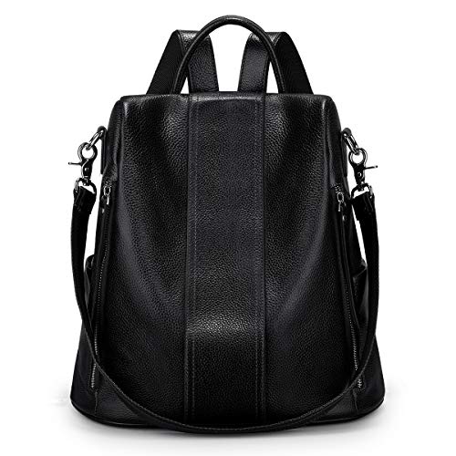 S-ZONE Leather Backpack Purses for Women Antitheft Rucksack Shoulder Bag Medium - Image 1