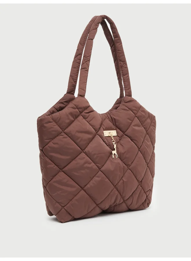Styli Styli Brown Quilted Shoulder Bag