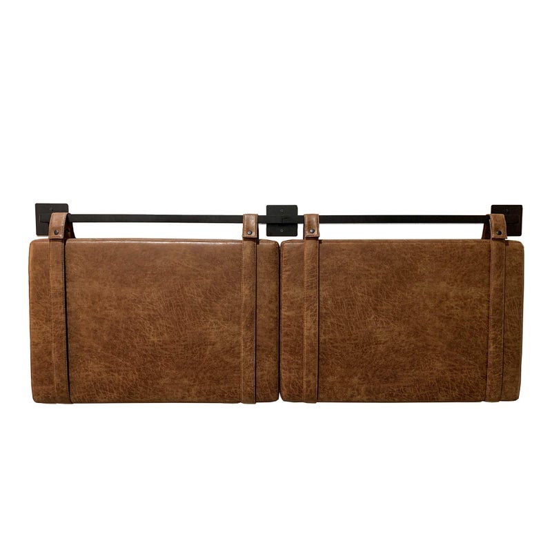 Nathan James Harlow Modern Wall Mount Hanging Headboard, Queen, Brown Faux Leather - Image 4