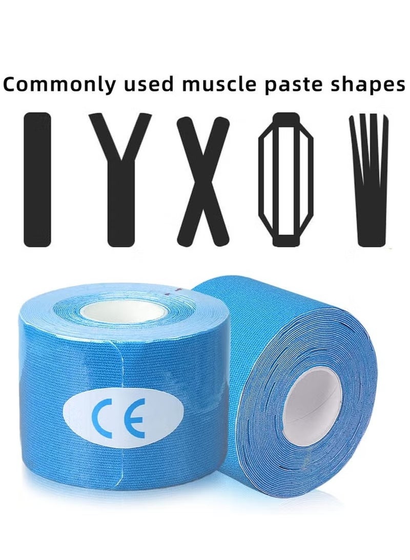 Cuken 4 Rolls Kinesiology Tape, 5 Meters of Breathable Cotton Sports Tape For Ankle, Muscle Tape, Knee Pain, Elbow And Shoulder Muscles, (Blue)  - Image 5