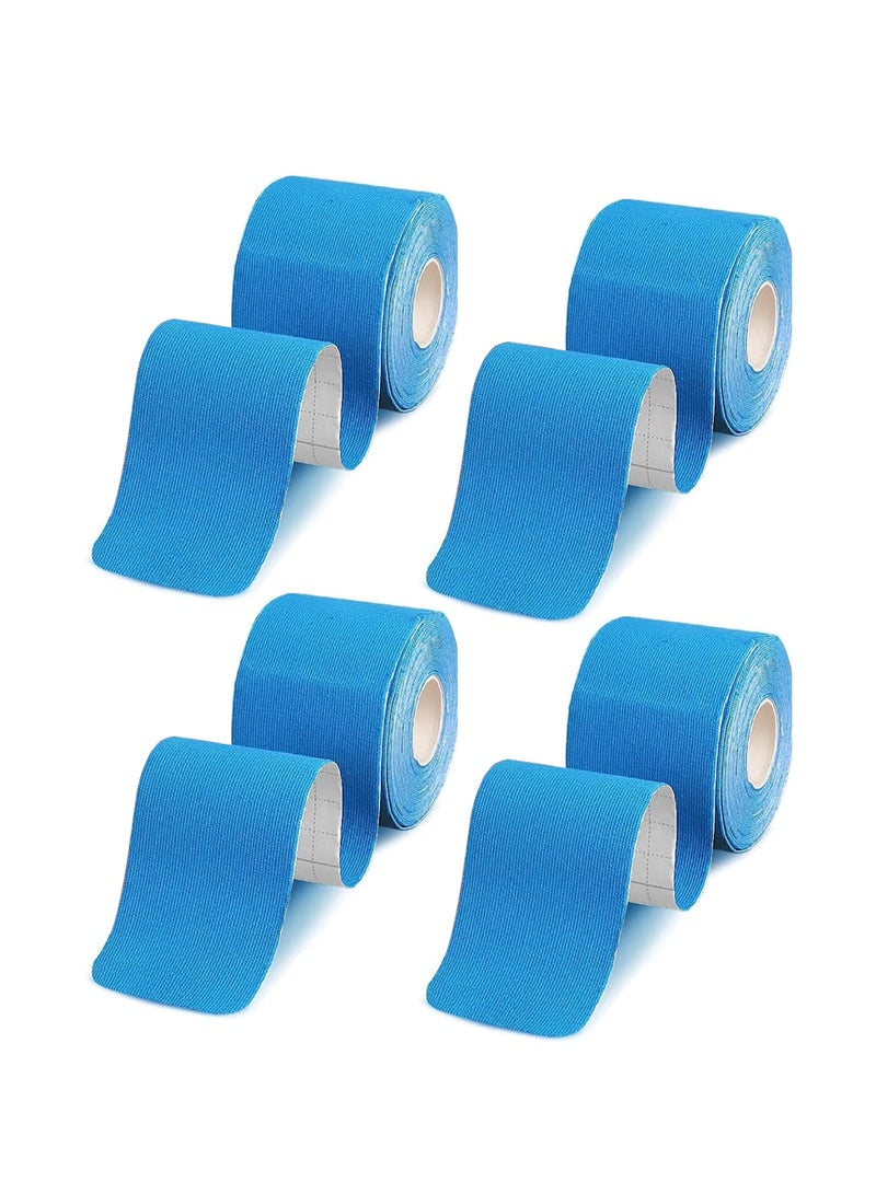 Cuken 4 Rolls Kinesiology Tape, 5 Meters of Breathable Cotton Sports Tape For Ankle, Muscle Tape, Knee Pain, Elbow And Shoulder Muscles, (Blue)  - Image 4
