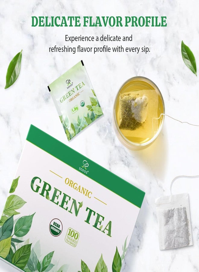 Soeos Organic Green Tea, 100 Tea Bags (Pack of 1), Caffeinated, Low Caffeine, Fresh and Healthy Green Tea, 6.3 Ounce - Image 4