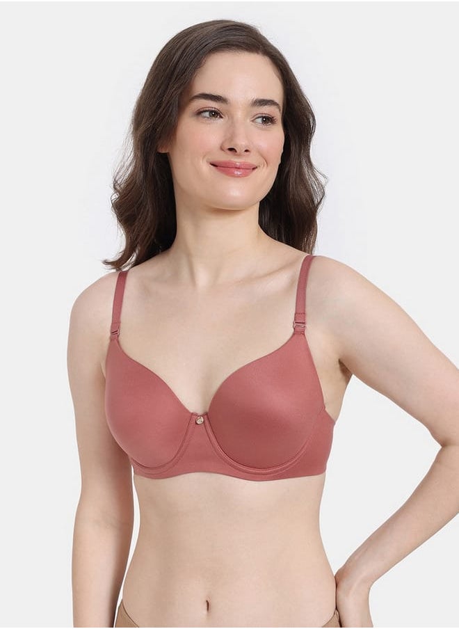 zivame Zivame Solid Padded Wired T-shirt Bra with Hook and Eye Closure  - Image 1
