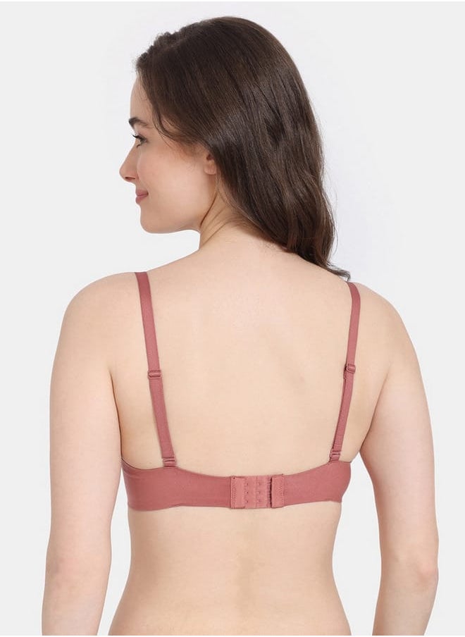 zivame Zivame Solid Padded Wired T-shirt Bra with Hook and Eye Closure  - Image 2