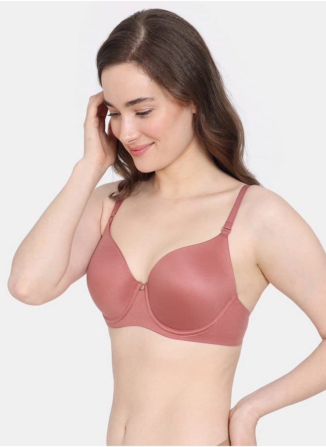 zivame Zivame Solid Padded Wired T-shirt Bra with Hook and Eye Closure  - Image 3