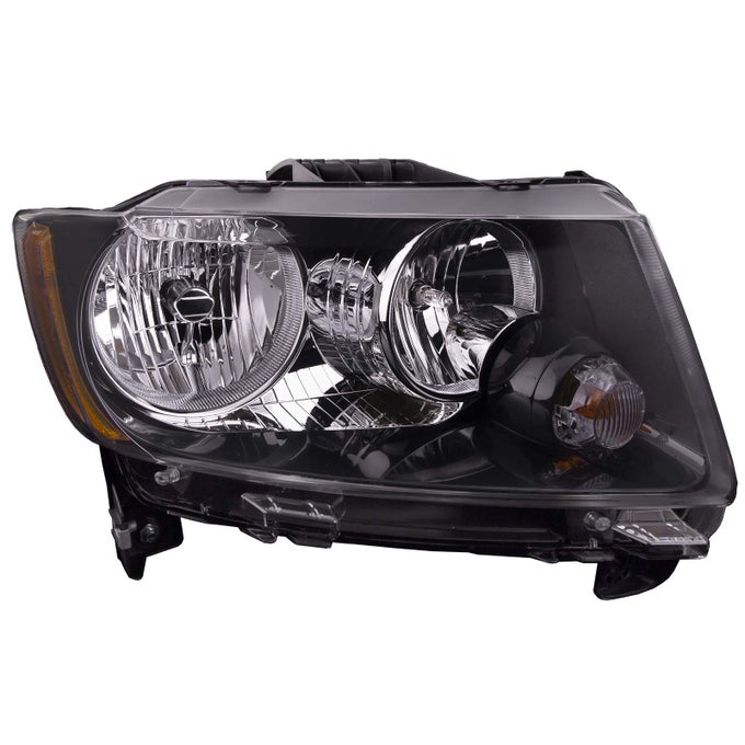 Halogen Headlight Compatible With Jeep Compass 20132017 Includes Right Passenger Side Headlamp Standard Type Code Lmb Wblack Trim