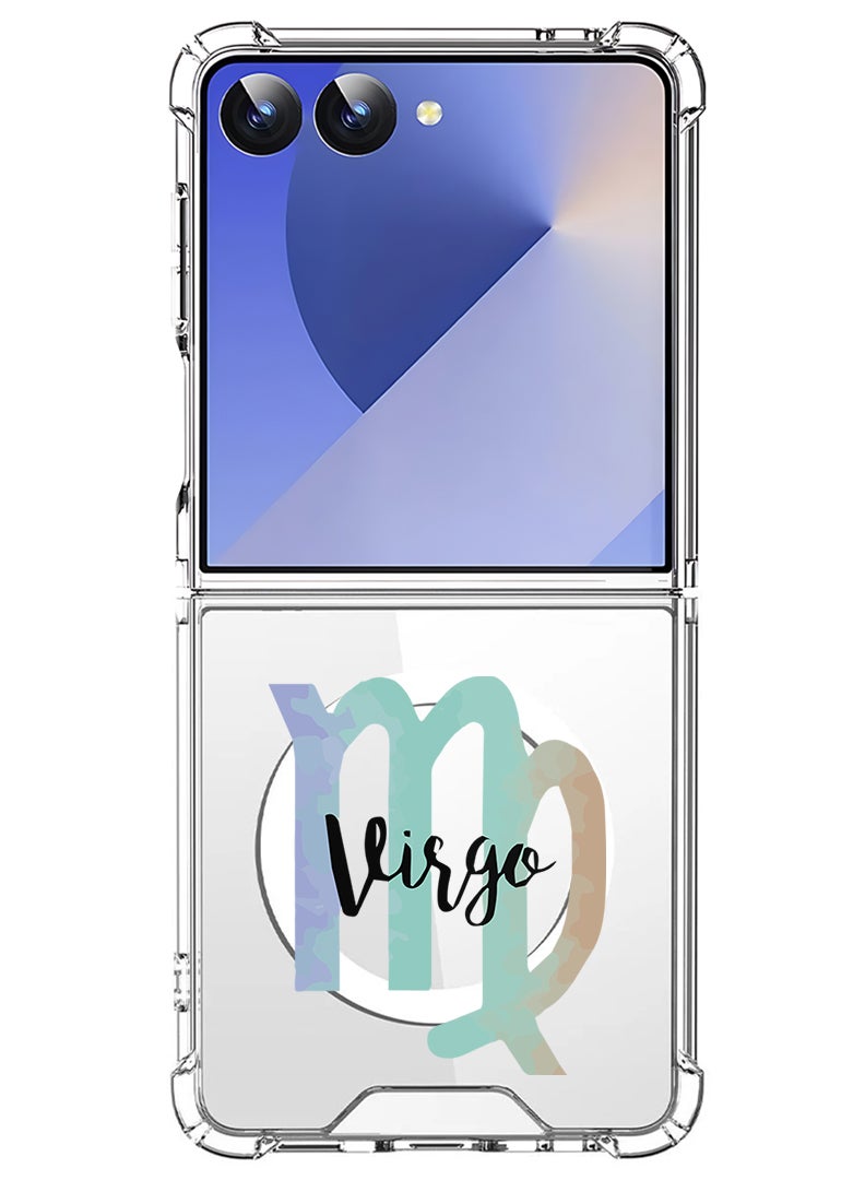 Theodor Magnetic Case for Samsung Galaxy Z Flip 7 Compatible with MagSafe Wireless Charging, Shockproof Phone Bumper Cover Virgo-01 - White - Image 1