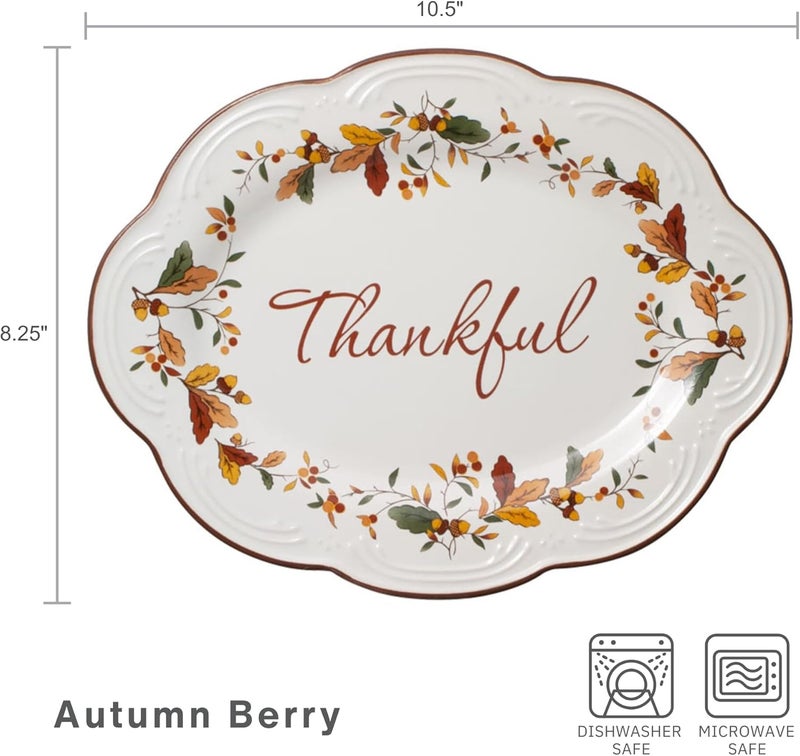Pfaltzgraff Pfaltzgraff Autumn Berry Small Oval Platter 105 inches Cream  - Image 2