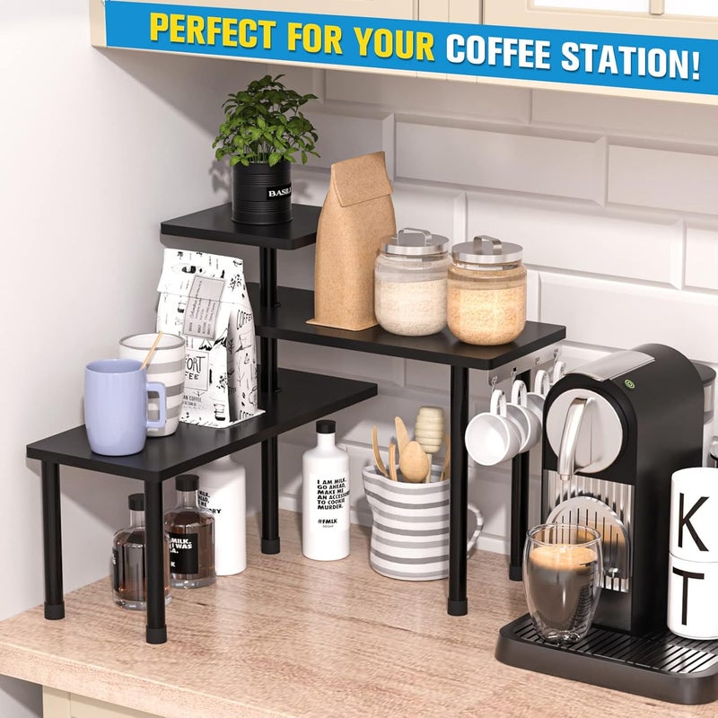 JayRex Bathroom Organizer Countertop Corner Shelf, 3 Tier Shelf Moveable Shelf Organizer for Bathroom Counter, Make Up, Dresser Table, Desktop Shelf (Black) - Image 4