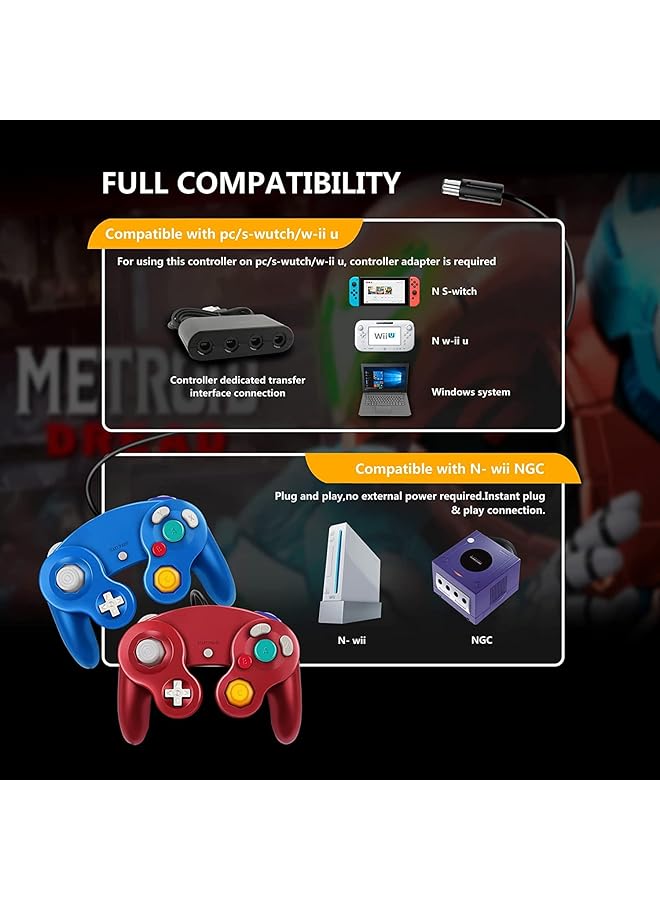 Gamecube Controller， Wireless Switch Controller For Nintendo Switch/Lite/Oled Controller，Bluetooth Game Controller Joystick Gamepad（Blue & Red）2Pcs - Image 5