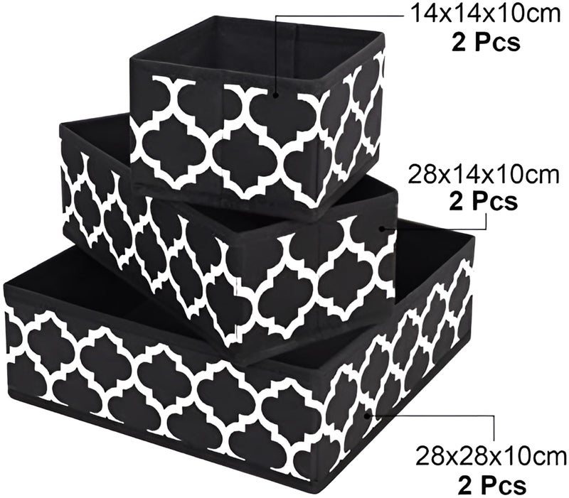KIKA HOMS Drawer Storage Organizer, Organisers Storage Box for Drawers, Cloth Storage Boxes for Baby Clothes, Bra, Underwear, Socks, Lingerie, Ties, Scarves, in Closet (6 pcs, Black) - Image 5