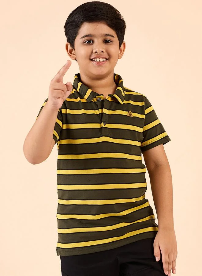 Stylo Bug Boys Striped Cotton Polo T-Shirt