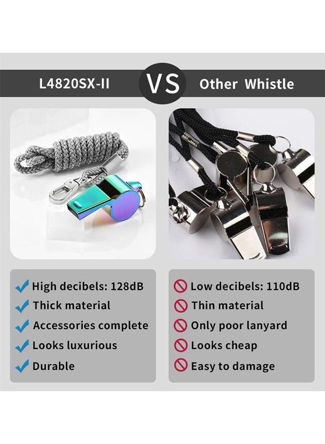 صافرّة مدرب رياضي من الفولاذ المقاوم للصدأ مع حبل، صوت عالي ونقي مثالي للمدربين والحكام والمسؤولين (قطعتين) - Image 3