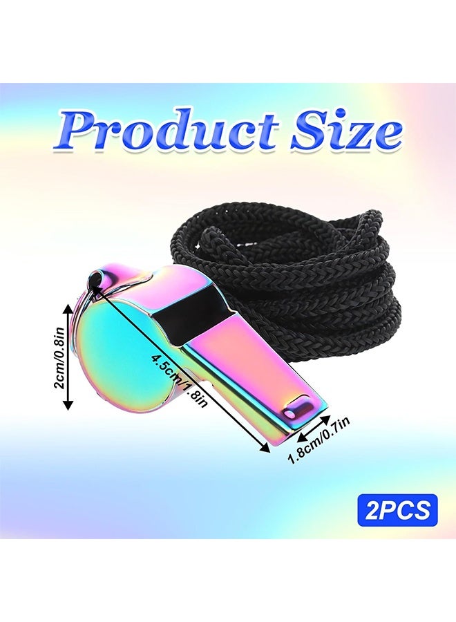 صافرّة مدرب رياضي من الفولاذ المقاوم للصدأ مع حبل، صوت عالي ونقي مثالي للمدربين والحكام والمسؤولين (قطعتين) - Image 2